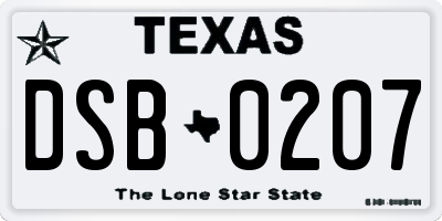 TX license plate DSB0207
