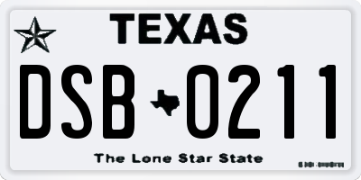 TX license plate DSB0211