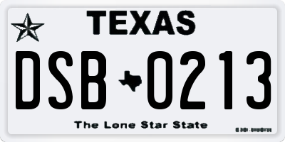 TX license plate DSB0213