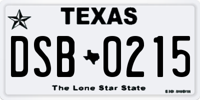 TX license plate DSB0215