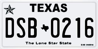 TX license plate DSB0216