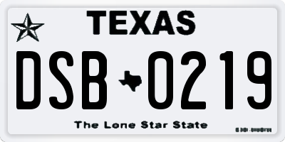 TX license plate DSB0219