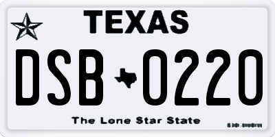 TX license plate DSB0220