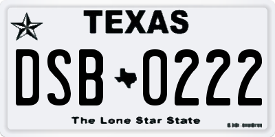 TX license plate DSB0222