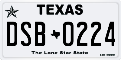 TX license plate DSB0224