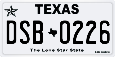TX license plate DSB0226