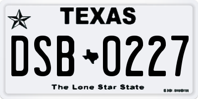 TX license plate DSB0227