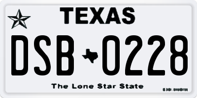TX license plate DSB0228