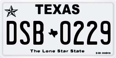 TX license plate DSB0229