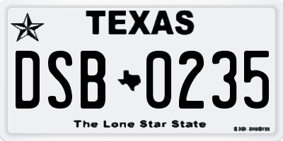 TX license plate DSB0235
