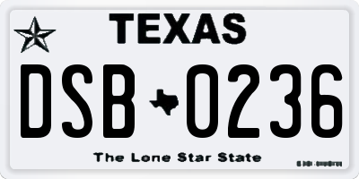 TX license plate DSB0236