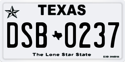 TX license plate DSB0237