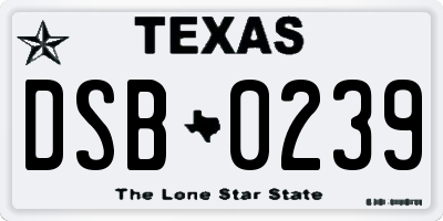 TX license plate DSB0239