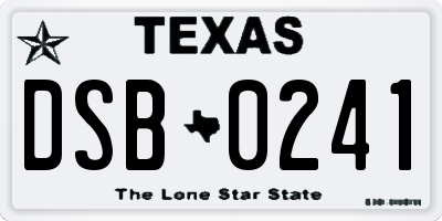 TX license plate DSB0241