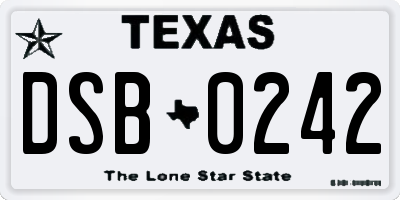 TX license plate DSB0242