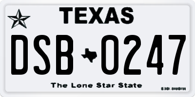 TX license plate DSB0247