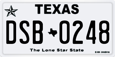 TX license plate DSB0248