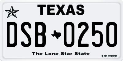 TX license plate DSB0250