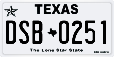 TX license plate DSB0251