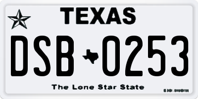 TX license plate DSB0253