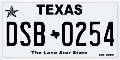 TX license plate DSB0254