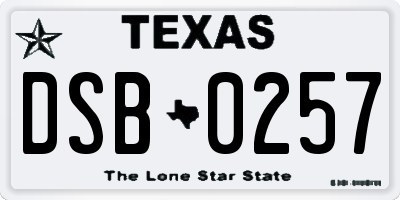 TX license plate DSB0257