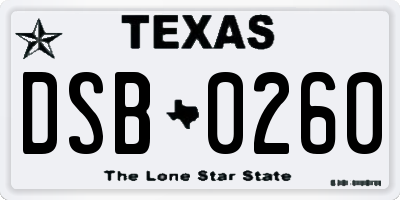 TX license plate DSB0260