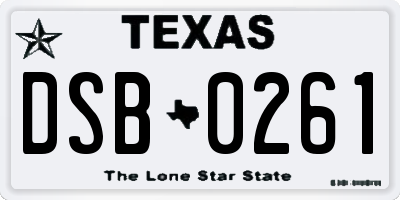 TX license plate DSB0261