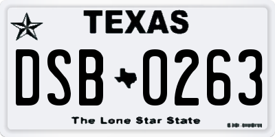 TX license plate DSB0263