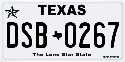 TX license plate DSB0267