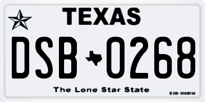 TX license plate DSB0268