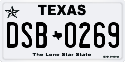 TX license plate DSB0269