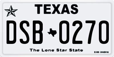 TX license plate DSB0270
