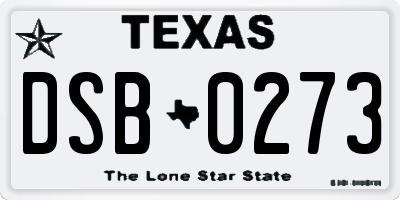 TX license plate DSB0273