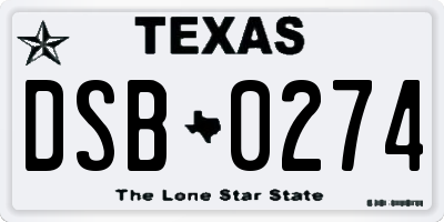 TX license plate DSB0274
