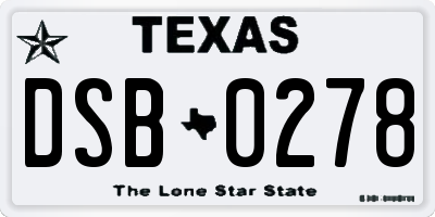 TX license plate DSB0278