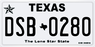TX license plate DSB0280