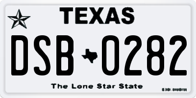 TX license plate DSB0282