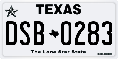 TX license plate DSB0283