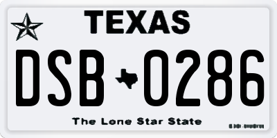 TX license plate DSB0286