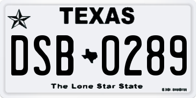 TX license plate DSB0289