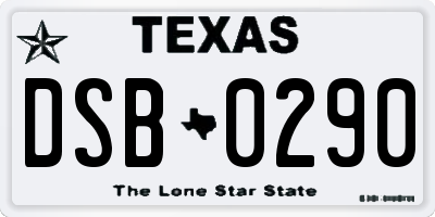 TX license plate DSB0290