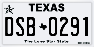 TX license plate DSB0291