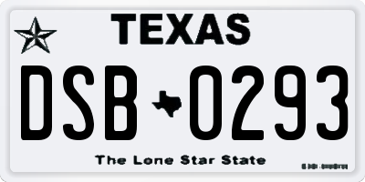 TX license plate DSB0293