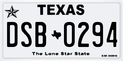 TX license plate DSB0294
