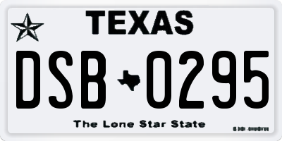 TX license plate DSB0295