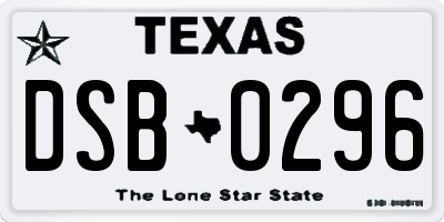 TX license plate DSB0296