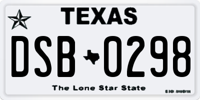 TX license plate DSB0298