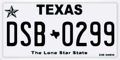 TX license plate DSB0299
