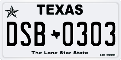 TX license plate DSB0303